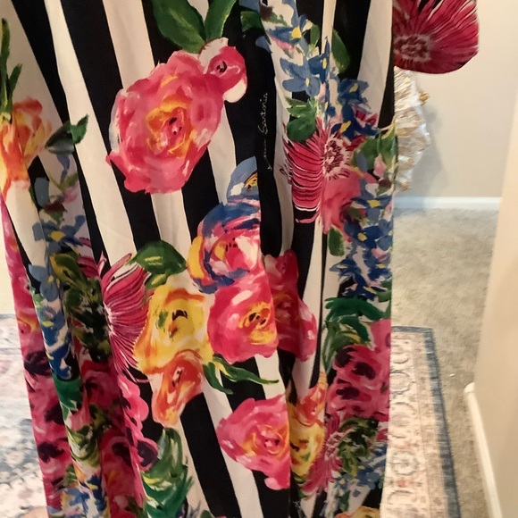 Antica Santoria Floral Striped Maxi Dress with Pockets - Picture 9 of 10